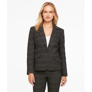 7th Avenue New York & Co Plaid Blazer Black White 8 Career Academia Preppy 92-39
